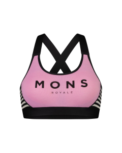 Mons Royale Women's Stella X-Back Bra Pink Stripe