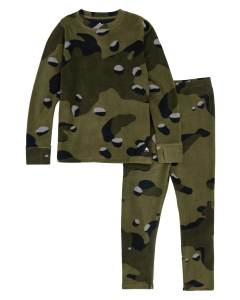 Burton Kids Fleece Base Layer Set Forest Moss Cookie Camo