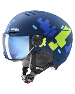 Uvex Helm rocket Junior visor blue puzzle matt