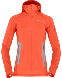 Norröna Women's falketind Power Grid Hood Orange Alert