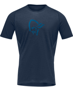 Norröna Men's fjørå wool T-Shirt Indigo Night/Mykonos Blue