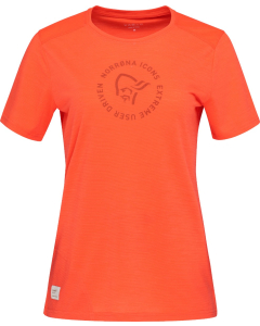 Norröna Women's svalbard wool T- Shirt Orange Alert