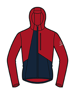 Löffler Mens Hoody Windfleece 26245 554 red/deep water