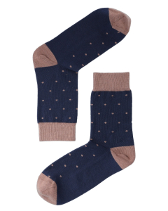 Lenz Women's Longlife Socks navy/brown dots