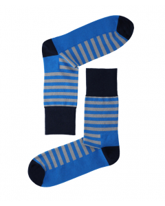 Lenz Mens Longlife Socks blue/grey stripes