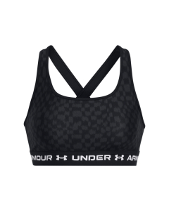 UA Women's 1361042 Mid Crossback Print Sports Bra 007 black-cast