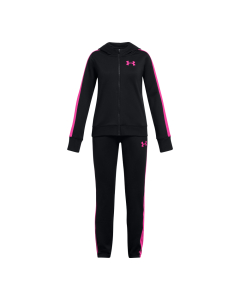 UA Girls 1377517 Knit Hooded Tracksuit 004 black-rebel pink