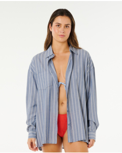 Rip Curl Women's BEACH DAYS PINSTRIPE SHIRT DUSTY BLUE