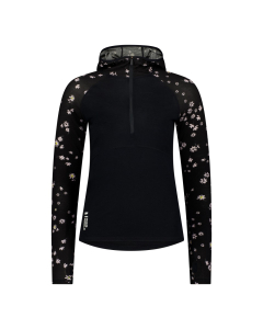 Mons Royale Women's Bella Merino Long Sleeve Hood Black Daisy