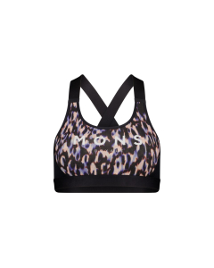 Mons Royale Women's Stella Merino X-Back Bra rock leopard/black