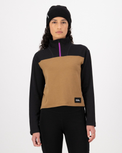 Mons Royale Women's Offgrid Merino Fleece Long Sleeve Black/Toff