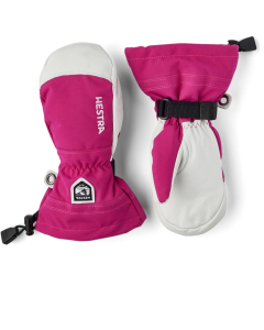 Hestra Junior Army Leather Heli Ski Mitten Fuchsia