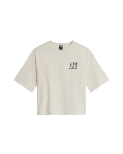 TNF Women's SKI EMBRO BOXY GRAPHIC SS TEE WHITE DUNE