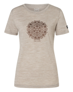 Super Natural Women's ORNAMENT TEE 26F Vintage Khaki Melange/Cop