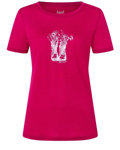 Super Natural Women's Flower Boots Tee 26E Sangria/Orchid Ice