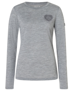 Super Natural Women's LS LITTLE HEARTWOOD 26G Cashmere Grey Mel